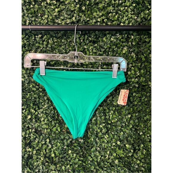 Free People Toast Swim Signature Cinch Bikini Bottoms Sz Small NWT Emerald - Picture 1 of 6